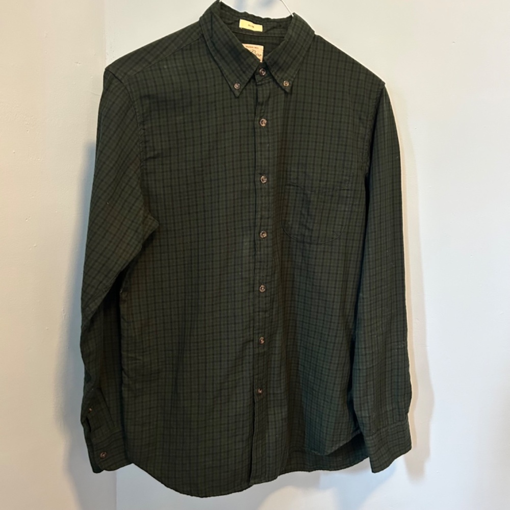 J.Crew NWOT Brushed Twill Shirt - Medium, Green Black